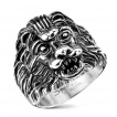 Bague homme en acier � t�te de lion sculpt�e