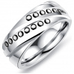 Bague homme acier à bandes de zirconiums noirs diagonales