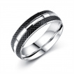 Bague homme acier � bandes d'�cailles noires