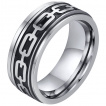 Bague homme aspect chaine à bandeau tournant en acier