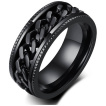 Bague homme crant�e en acier noir � chaine