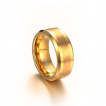 Bague homme dorée en tungstene à bande brossée mate