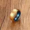 Bague homme en tungstene bleu et dor� martel�