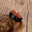 Bague homme en tungstene cuivr� � pourtour noir mat bross�