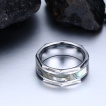 Bague homme en tungstene � inclusion de nacre et bords style �crou