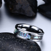 Bague homme en tungstene � inclusion de nacre et bords style �crou