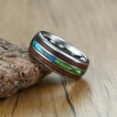 Bague homme en tungstene � lignes d'abalone et bois