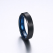 Bague homme en tungstène noir brossé et bleu poli