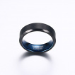 Bague homme en tungstène noir brossé et bleu poli