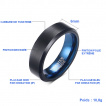 Bague homme en tungstène noir brossé et bleu poli