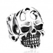 Bague homme gothique en acier � t�te de mort enflamm�e