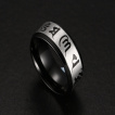 Bague homme noire en acier � bandeau bouddhisme