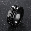 Bague homme noire en acier � chaine et chiffres romains