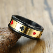 Bague homme Poker en acier noir et dor�