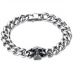 Bracelet homme acier à mailles cubaines et tête de mort