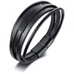 Bracelet homme lani�res similicuir � plaque noire en acier