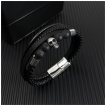 Bracelet homme rock similicuir � T�te de mort et perles noires
