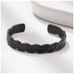 Bracelet rigide homme jonc aspect tress� en acier noir