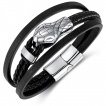 Bracelet similicuir noir � t�te de serpent en acier