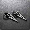 Créoles hommes noires en acier à pendentif triangle perforé (Paire)