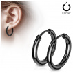 Boucles d'oreille créoles en acier plaqué IP - Noir