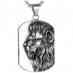 Pendentif homme plaque acier à lion de profil