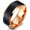 Bague homme en tungstene cuivr� � bandeau bross� noir
