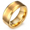 Bague homme dorée en tungstene à bande brossée mate
