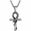 Pendentif homme Ankh � serpent enroul� en acier