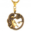 Pendentif homme doré Médusa en acier