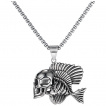 Pendentif acier poisson squelette � t�te de mort humaine