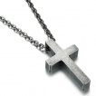 Pendentif croix effet béton en acier (+chaine)