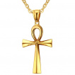 Pendentif croix égyptienne (Ânkh) dorée en acier