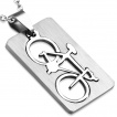 Pendentif homme acier plaque v�lo � bords arrondies