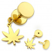 Piercing oreille style faux plug à pendentif feuille de cannabis