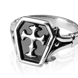 Bague homme en acier style cercueil