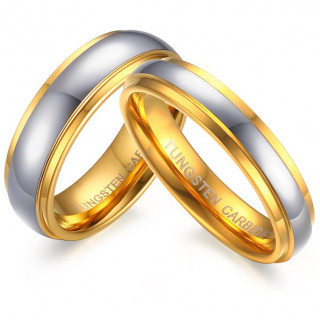 Alliance en tungstene dor� � bande silver