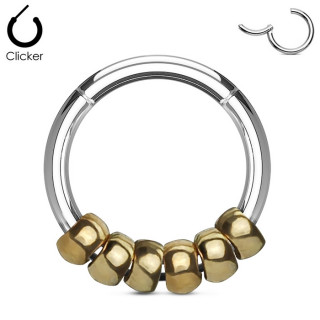 Anneau acier � perles dor�es (segment clips)