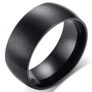 Anneau noir acier � bandeau bross� et int�rieur poli