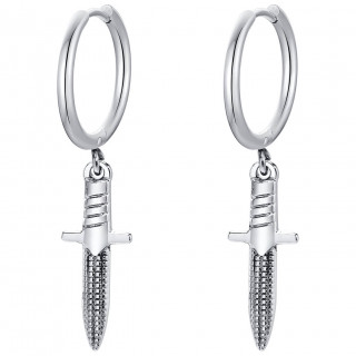 Anneaux d'oreilles homme � dague en acier (Paire)
