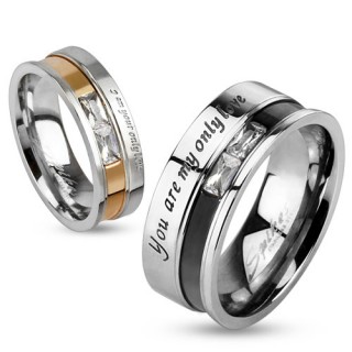 Bague de couple en acier avec gravure "You are my only love"