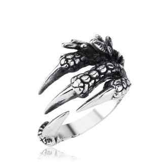 Bague gothique en acier style patte de dragon
