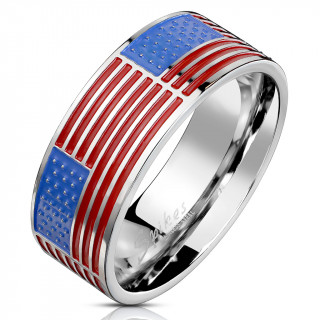 Bague homme acier � bandeau USA