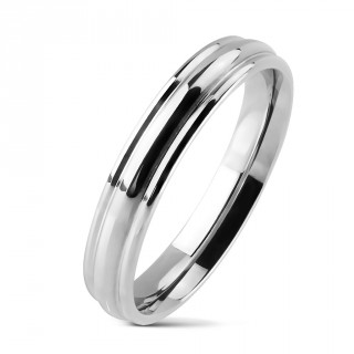Bague homme en acier � 3 bandes