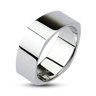 Bague homme en acier carr�e et polie miroir