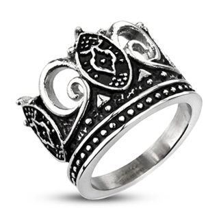 Bague homme en acier style couronne mystique
