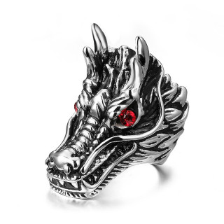 Bague homme acier � t�te de dragon oriental