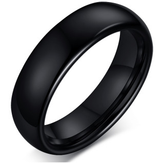 Bague homme bomb�e en tungst�ne noir