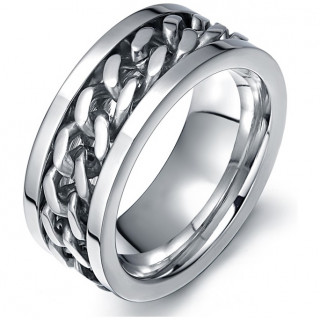 Bague homme en acier � chaine