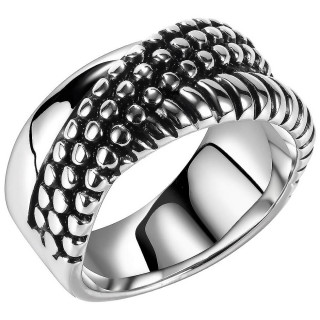 Bague homme en acier � �cailles myst�rieuses